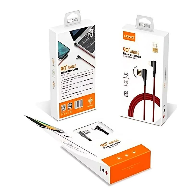 LDNIO - Cable Usb Ldnio Ls422 Tipo Micro v8 Carga Rápida 90 Grados Gamer