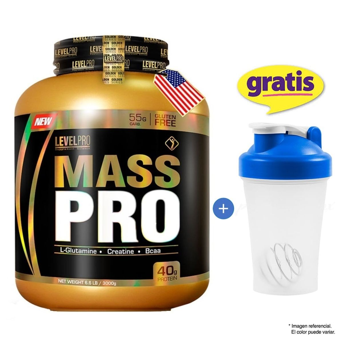 LEVEL PRO - LEVEL PRO MASS PRO 6.6 LIBRAS VANILLA + SHAKER