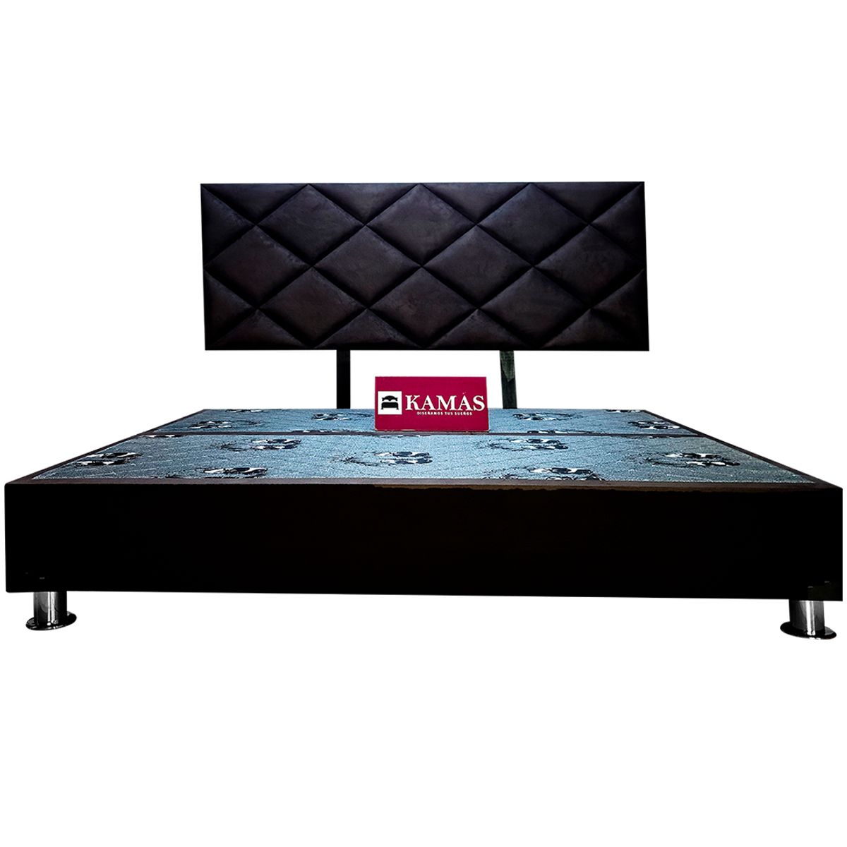KAMAS - CAMA TARIMA KAMAS KING + CABECERA BLOQUES ROMBO - MORO