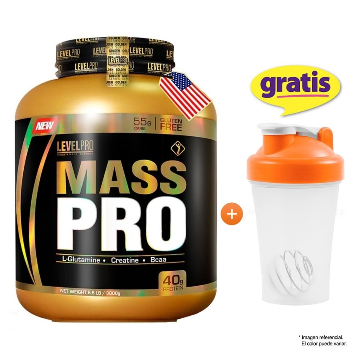LEVEL PRO - Proteína Suero de Leche Mass Pro 3kg Vainilla