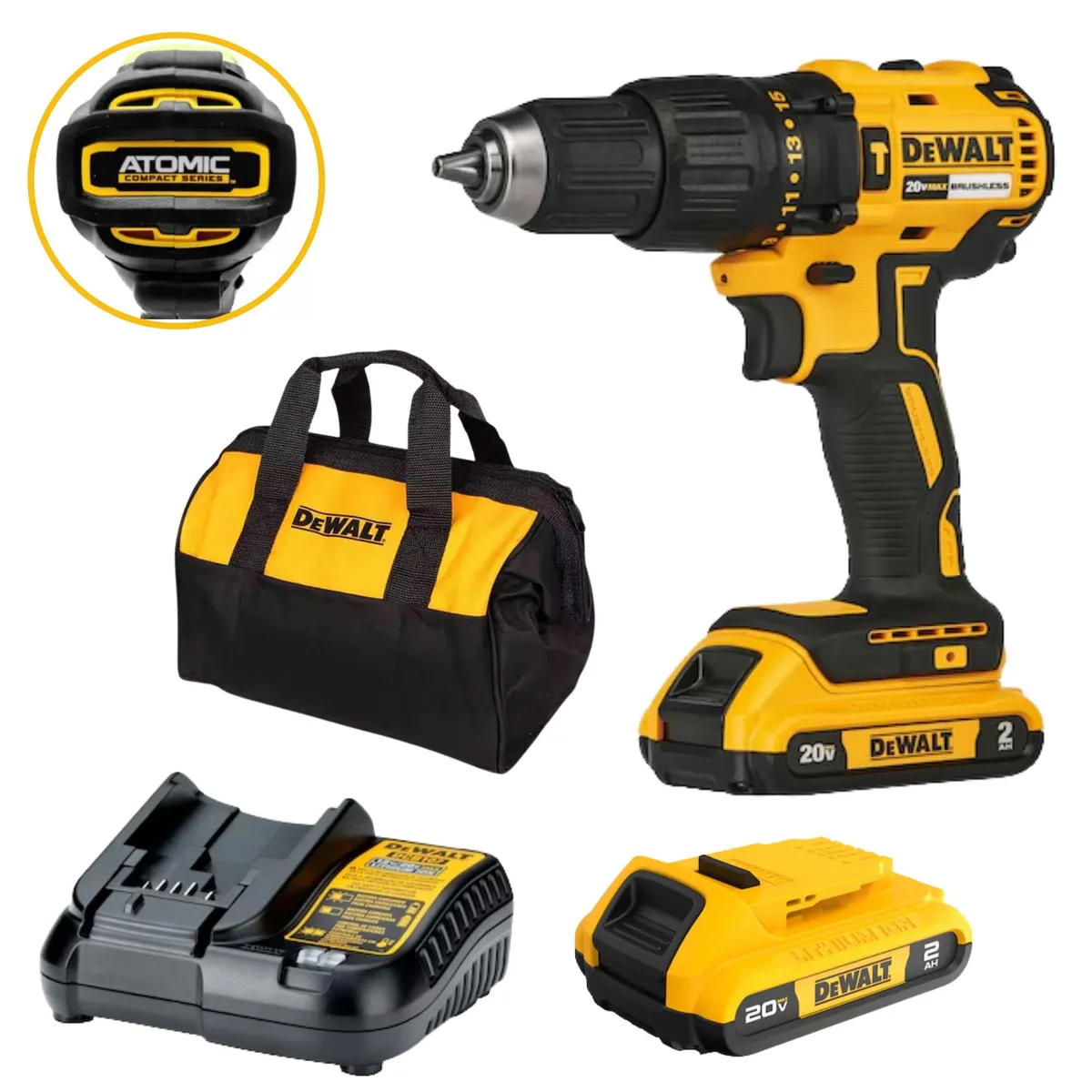 DEWALT - Taladro Percutor Inalámbrico Dewalt 12 20V BRUSHLESS ATOMIC DCD709D2