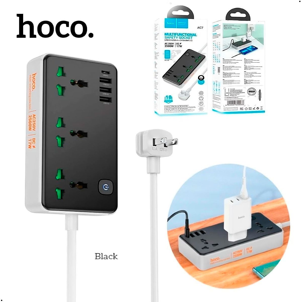 HOCO - Extension Toma Corriente Cargador Carga Rapida 17w Hoco Ac7