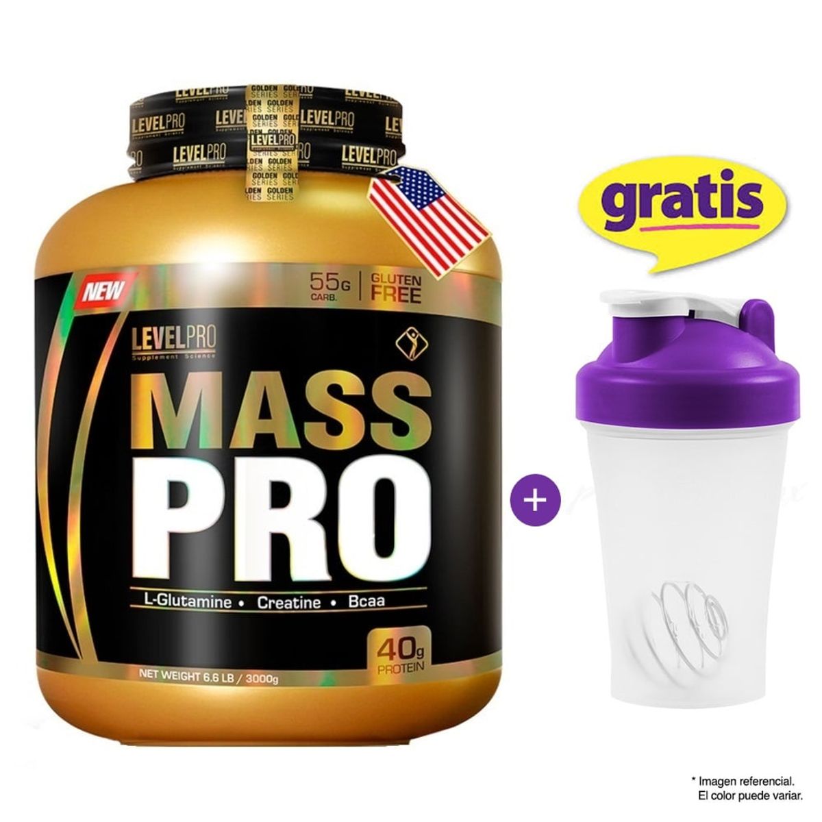 LEVEL PRO - LEVEL PRO MASS PRO 6.6 LIBRAS RICH CHOCOLATE + SHAKER