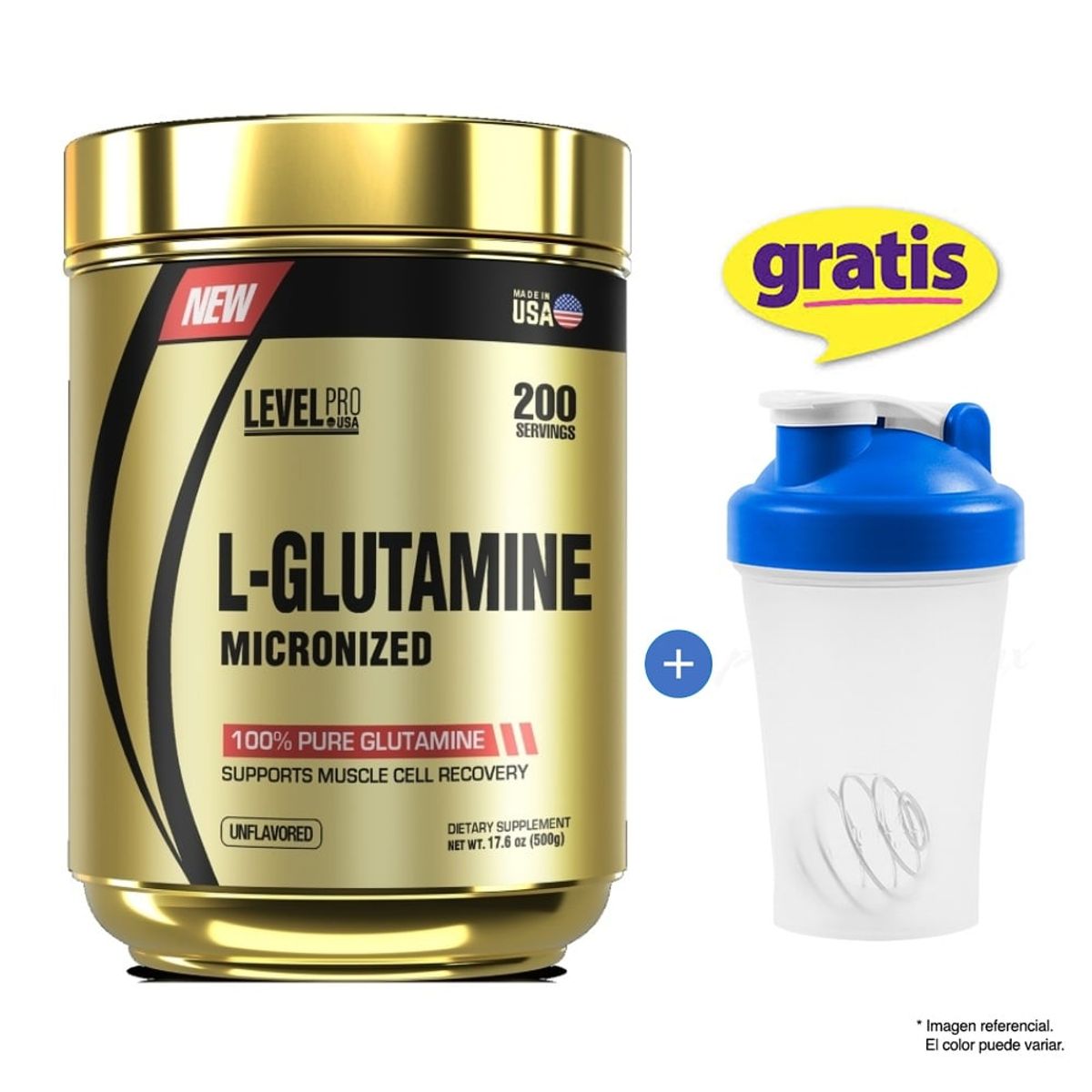 LEVEL PRO - Level Pro Glutamina Glutapure 500 gr + Shaker