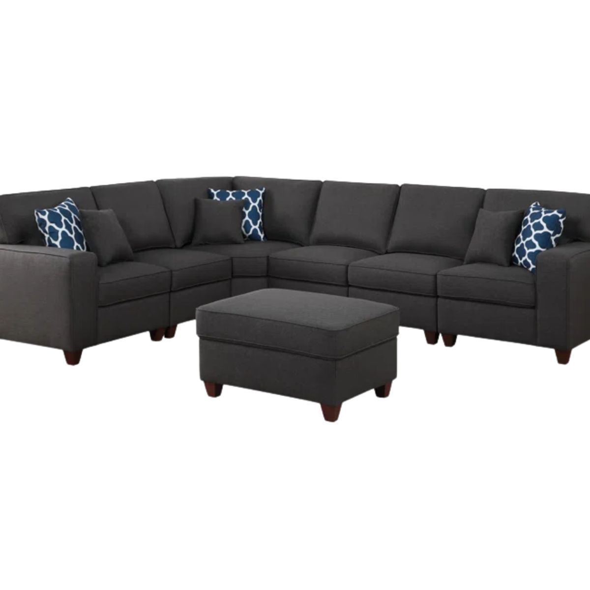 GENERICO - Sofá Madrid Full Seccional 4 piezas y 1 puff - Color Plomo