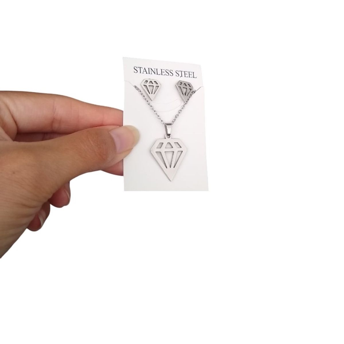 GENERICO - Set collar y aretes diamante plateado