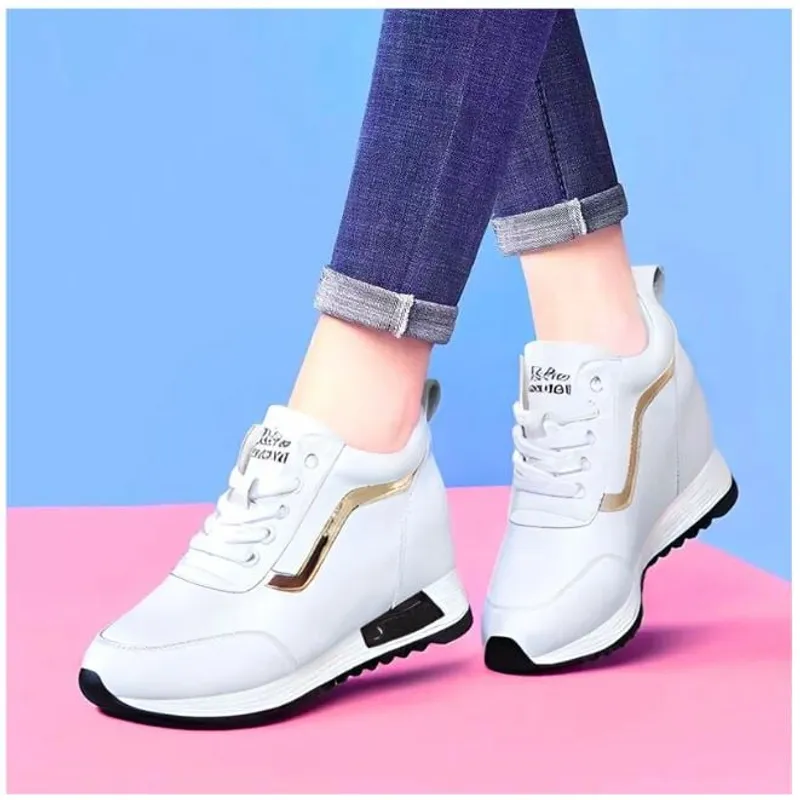 GENERICO - ZAPATILLA DE MUJER CON PLATAFORMA  ALTA 7CM SPORTS RETYNS 789 - BLANCO