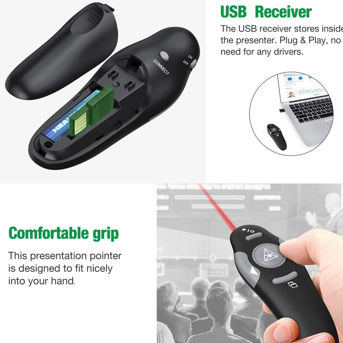 GENERICO - kit 10 Puntero Presentador de Diapositivas Inalambrico laser