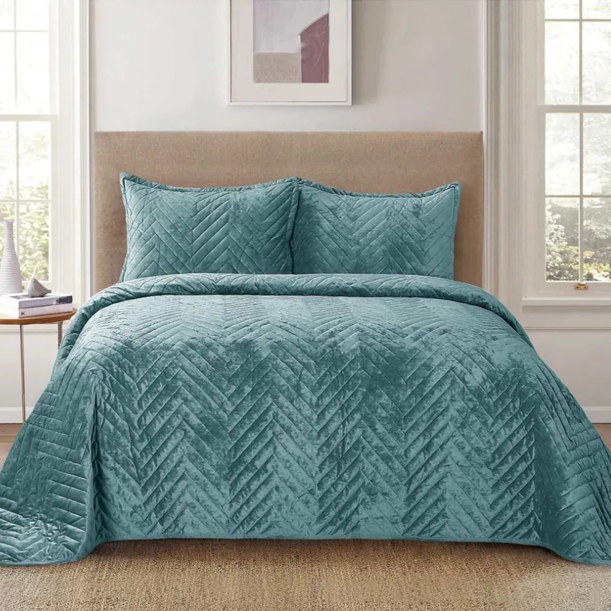 SALA FABULOSA - Edredón Aura Talla Queen + 2 Fundas de Almohada - Cobalto vibrante