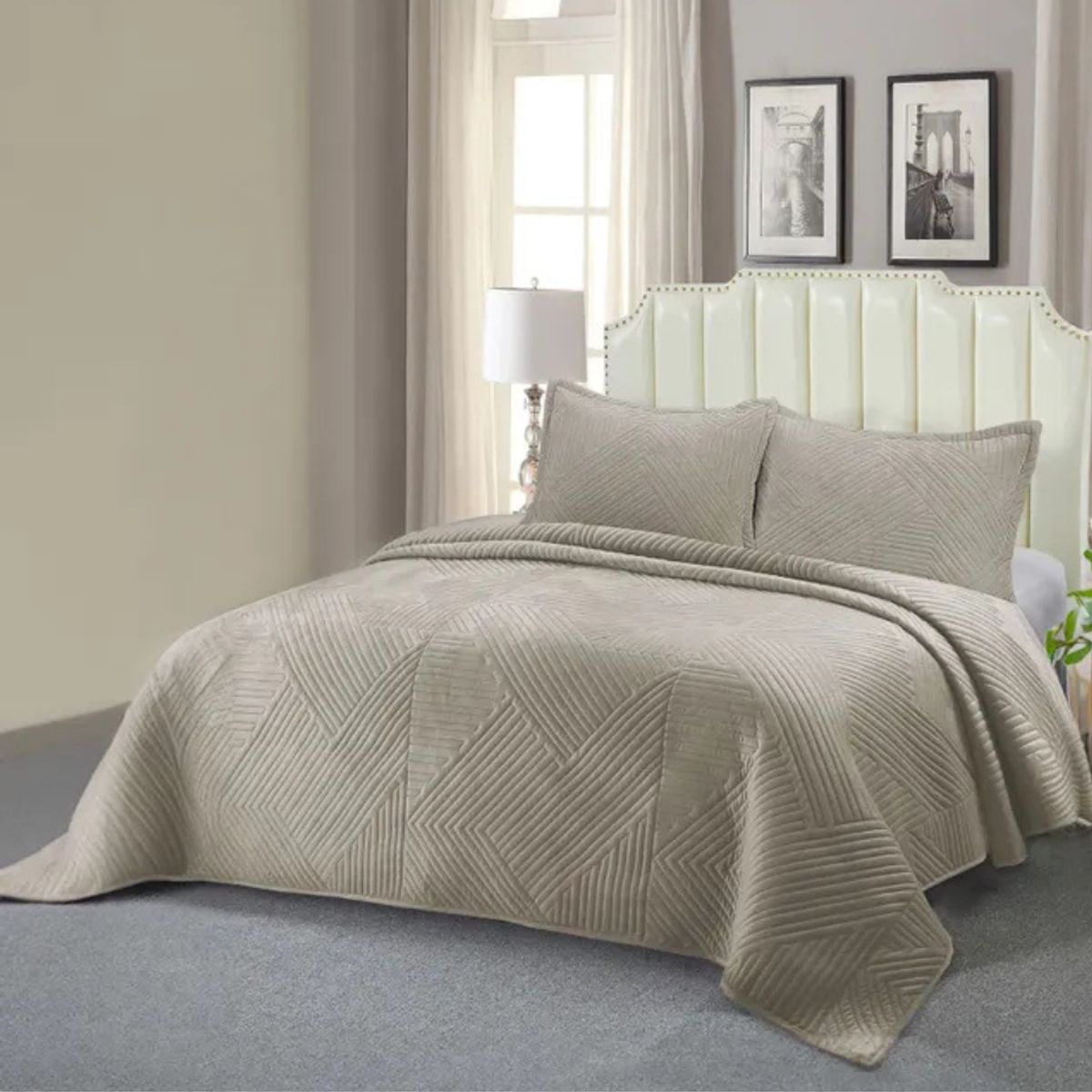 SALA FABULOSA - Edredón Duna Talla Queen + 2 Fundas de Almohada - Arena suave