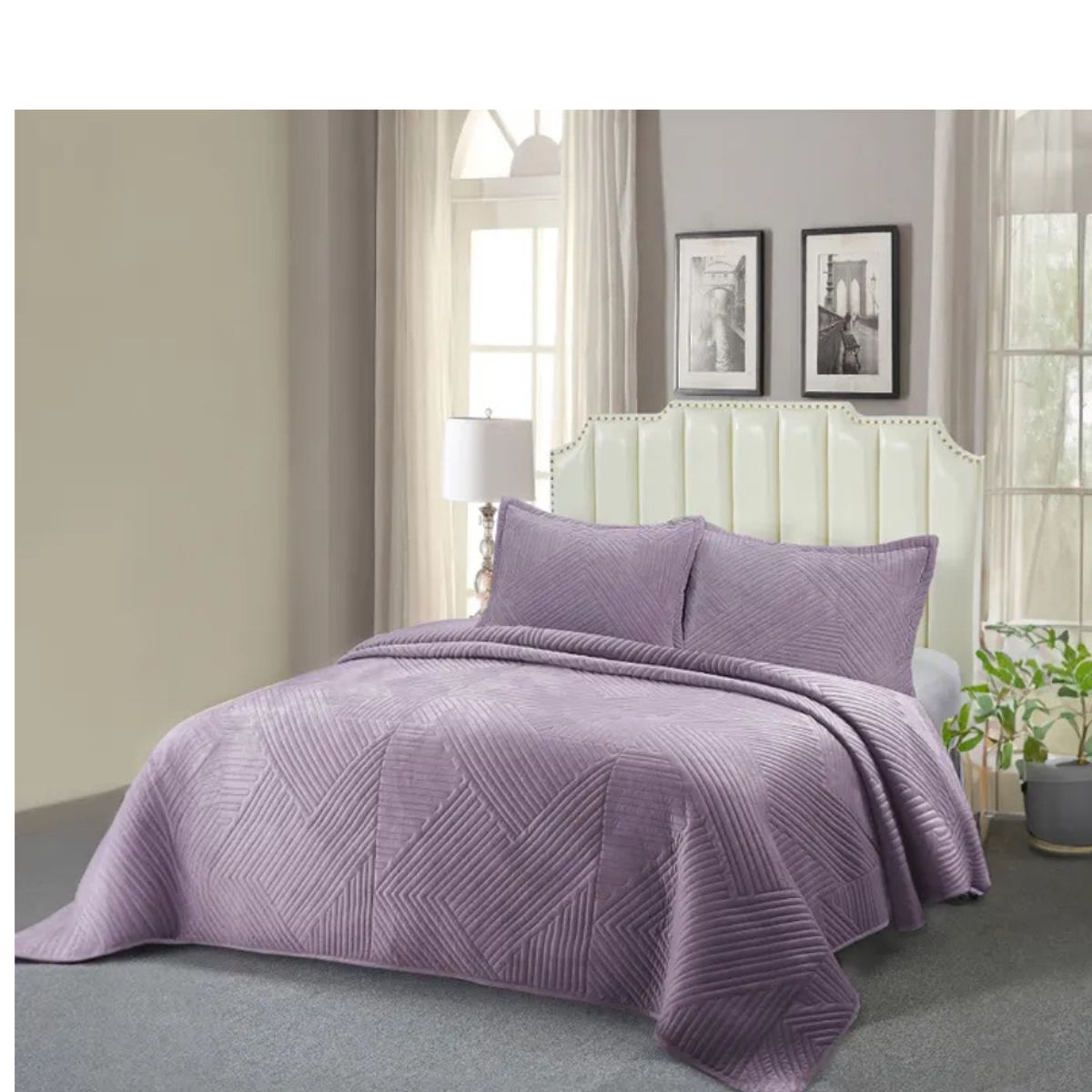 SALA FABULOSA - Edredón Duna Talla Queen + 2 Fundas de Almohada - Uva intenso