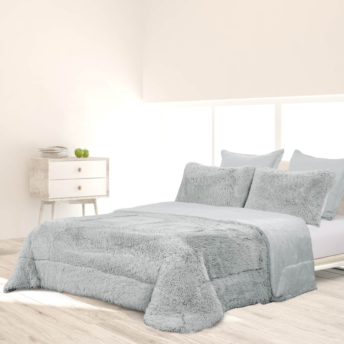 SALA FABULOSA - Edredón Ilusión Talla Queen + 2 Fundas de Almohada - Gris moderno