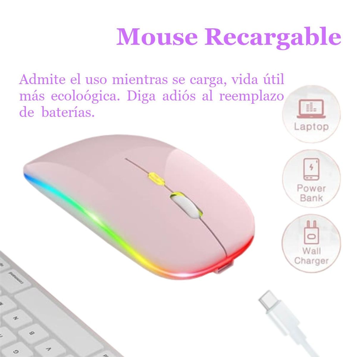 CYBERTEL - Mouse Cybertel Energy Inalámbrico Recargable 2.4 Ghz Pink