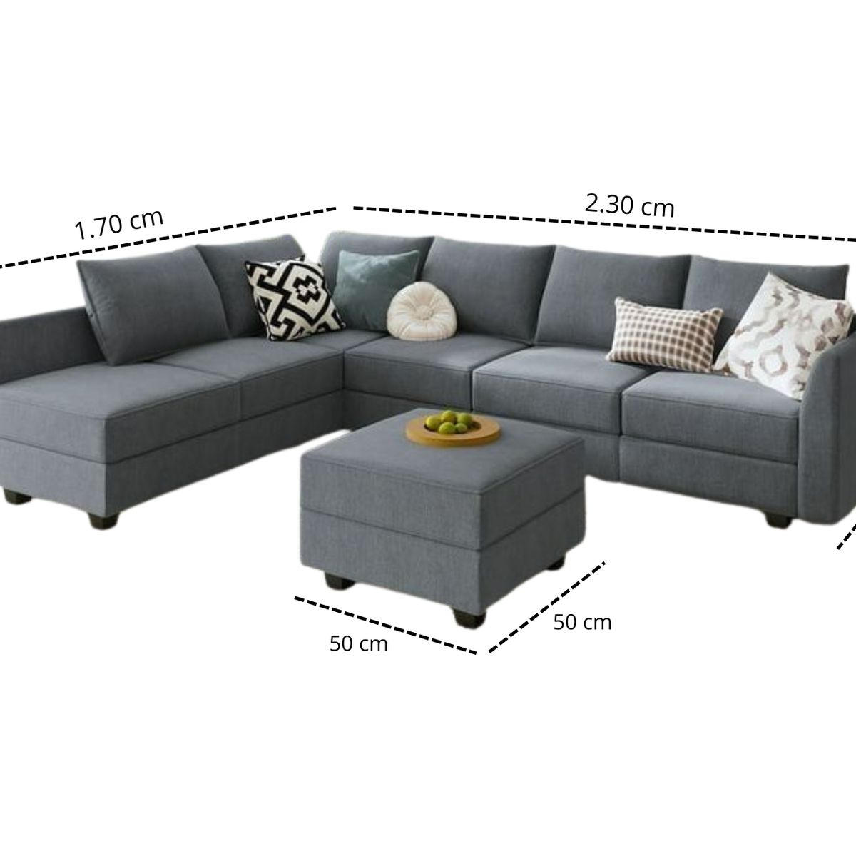 GENERICO - Sofá Modelo Taurus Seccional 4 piezas y 1 puff - Color Griss