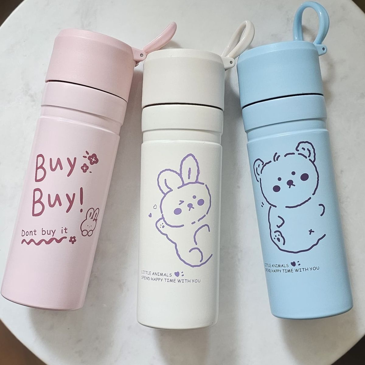 GENERICO - Termo 500ml Acero Inoxidable - Conejo Rosa