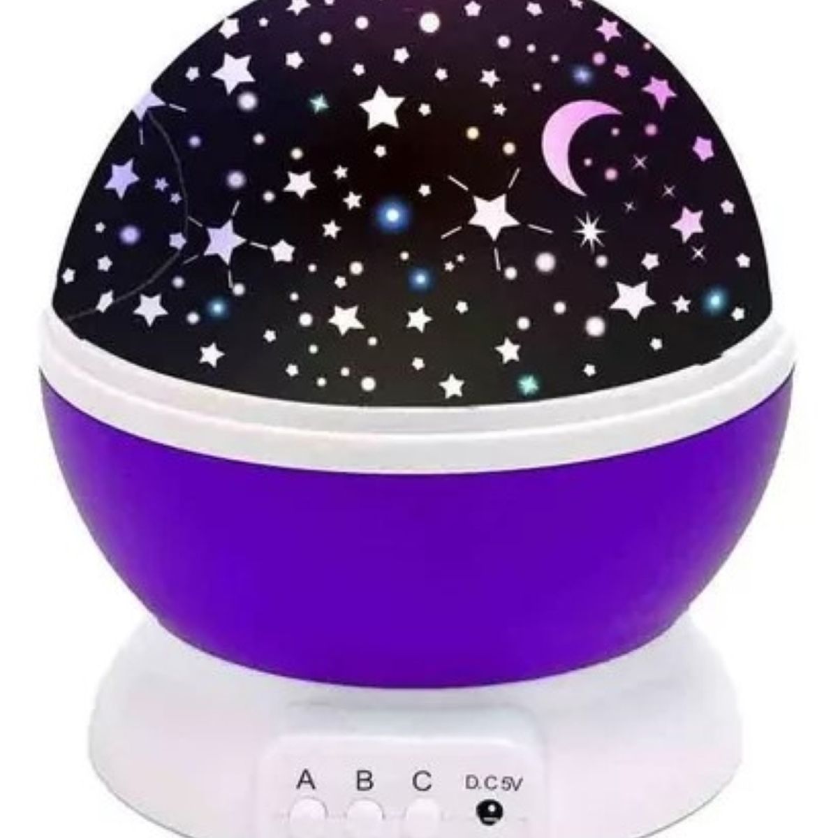 GENERICO - LÁMPARA PROYECTOR GIRATORIA DE ESTRELLAS Y LUNA - MORADO