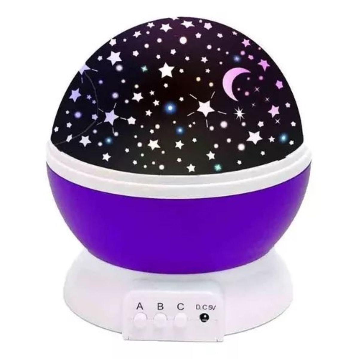 GENERICO - LÁMPARA PROYECTOR GIRATORIA DE ESTRELLAS Y LUNA - MORADO