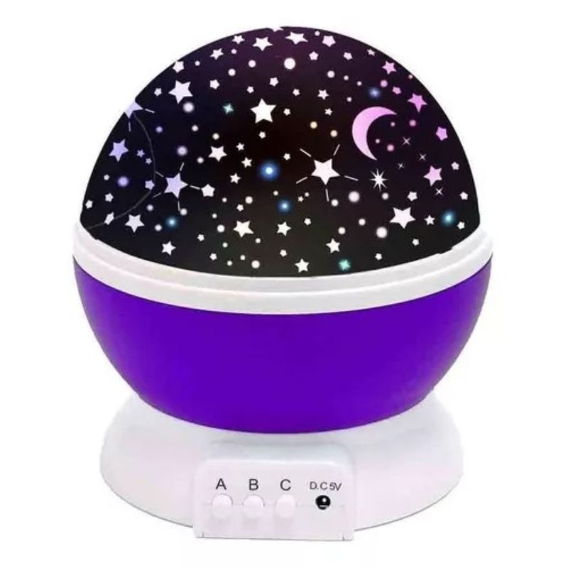 GENERICO - LÁMPARA PROYECTOR GIRATORIA DE ESTRELLAS Y LUNA - MORADO