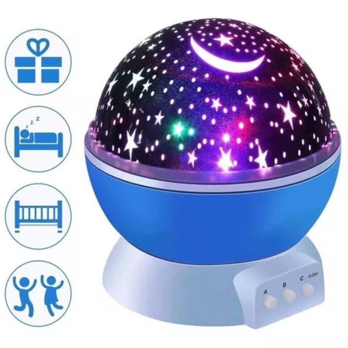 GENERICO - LÁMPARA PROYECTOR GIRATORIA DE ESTRELLAS Y LUNA - MORADO