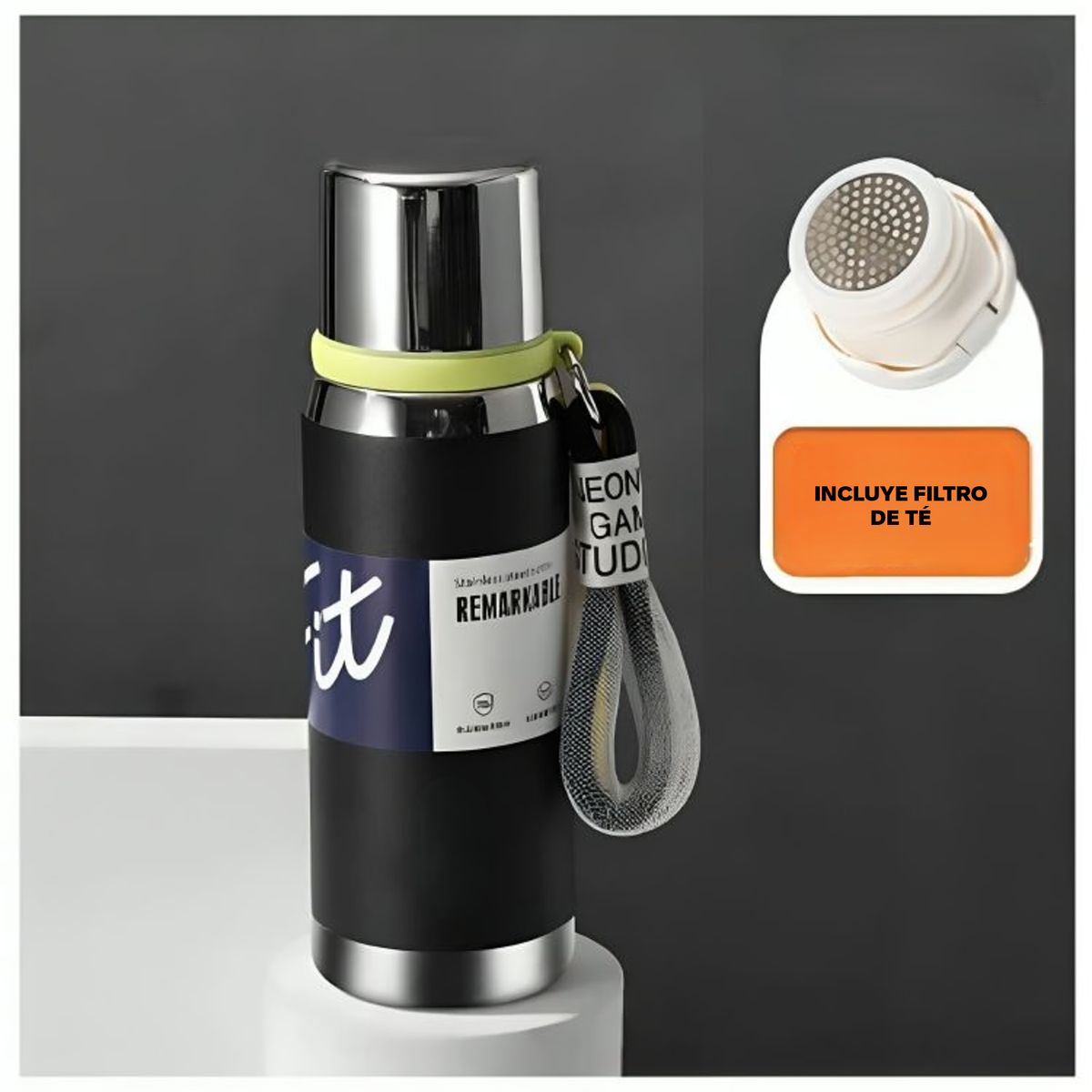 GENERICO - TERMO FIT DE ACERO INOXIDABLE PORTABLE 700ML - NEGRO