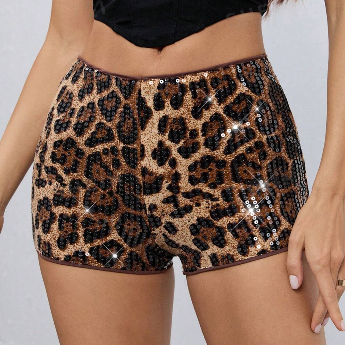 GENERICO - Micro Short Lentejuelas Leopardo