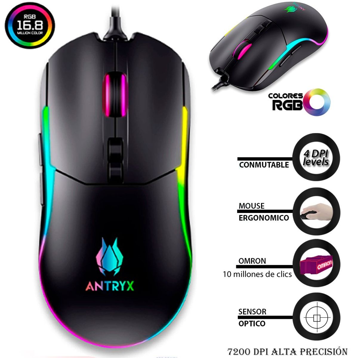 ANTRYX - MOUSE Gaming ANTRYX M660 RGB 7200dpi RGB