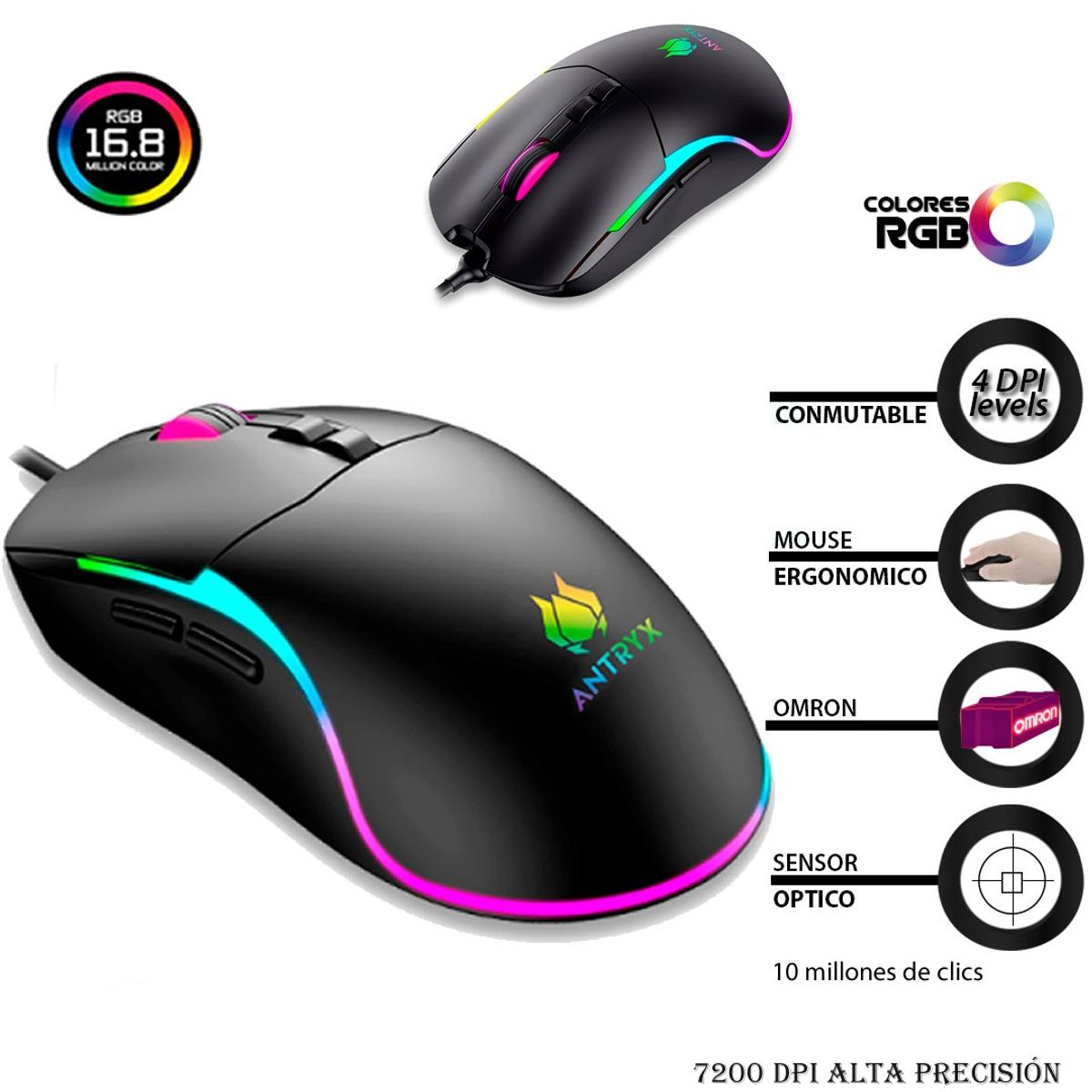ANTRYX - MOUSE Gaming ANTRYX M660 RGB 7200dpi RGB