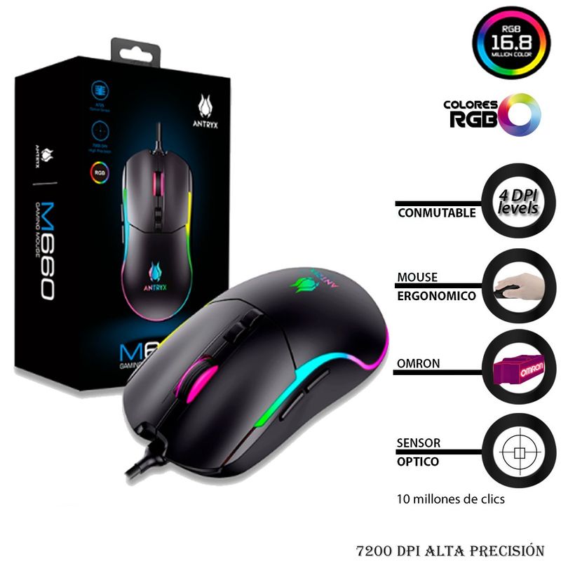 ANTRYX - MOUSE Gaming ANTRYX M660 RGB 7200dpi RGB