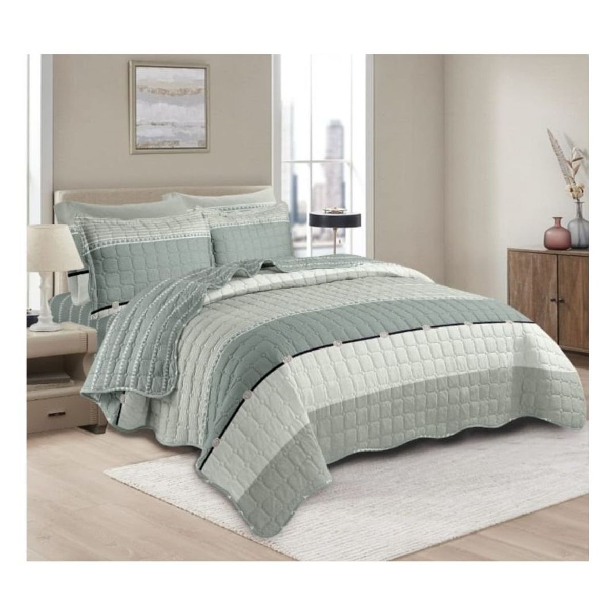 GOLDSUN - CUBRECAMA GOLDSUN 7 PIEZAS DE 2 PLAZAS