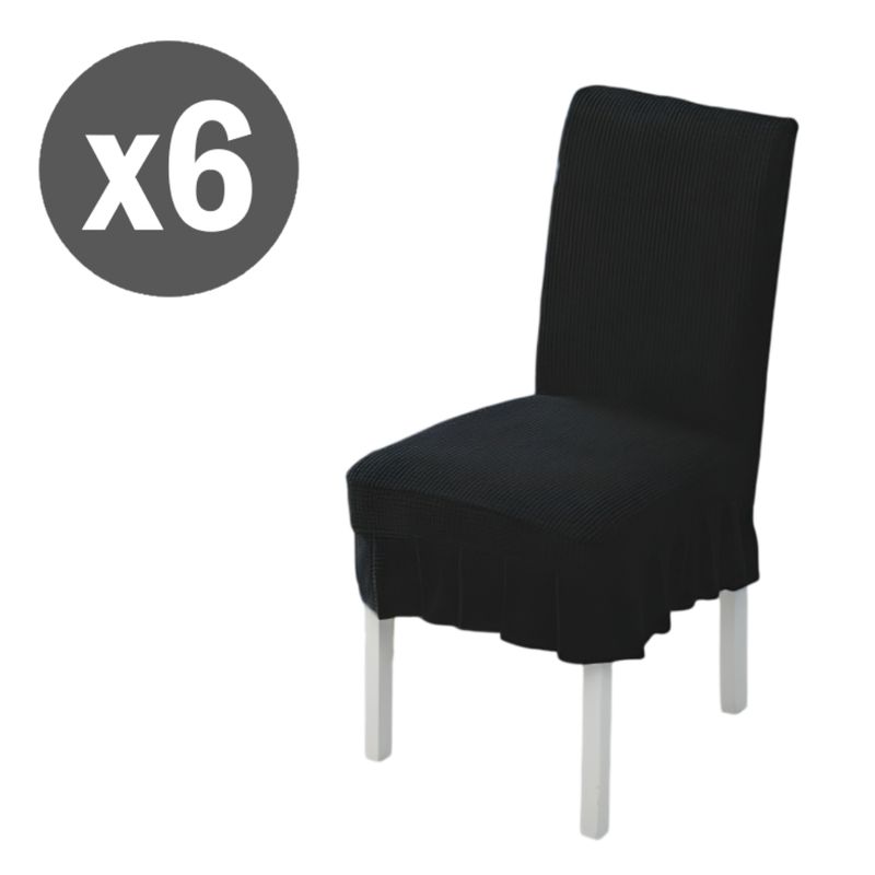 GENERICO - Kit x6 Fundas Negro para silla de comedor cubridor elástico