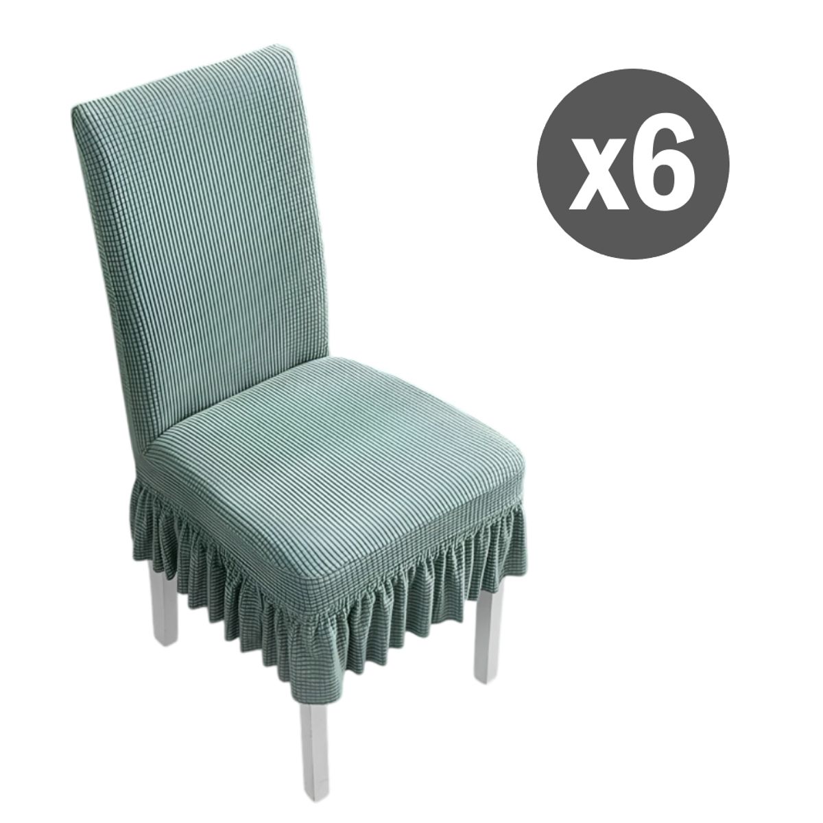 GENERICO - Kit x6 Fundas verde azulado para silla de comedor cubridor elástico