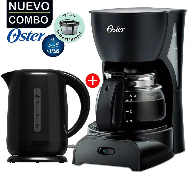 OSTER - Cafetera Oster BVSTDCDR5B De 4 Tazas +Hervidor 3101