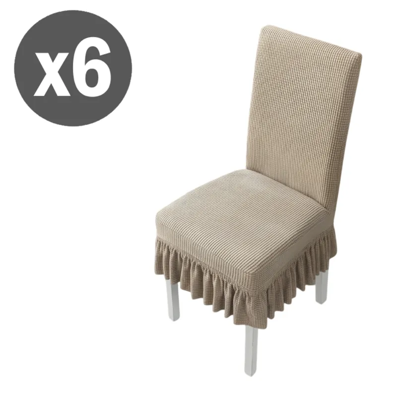 GENERICO - Kit x6 Fundas Beige para silla de comedor cubridor elástico