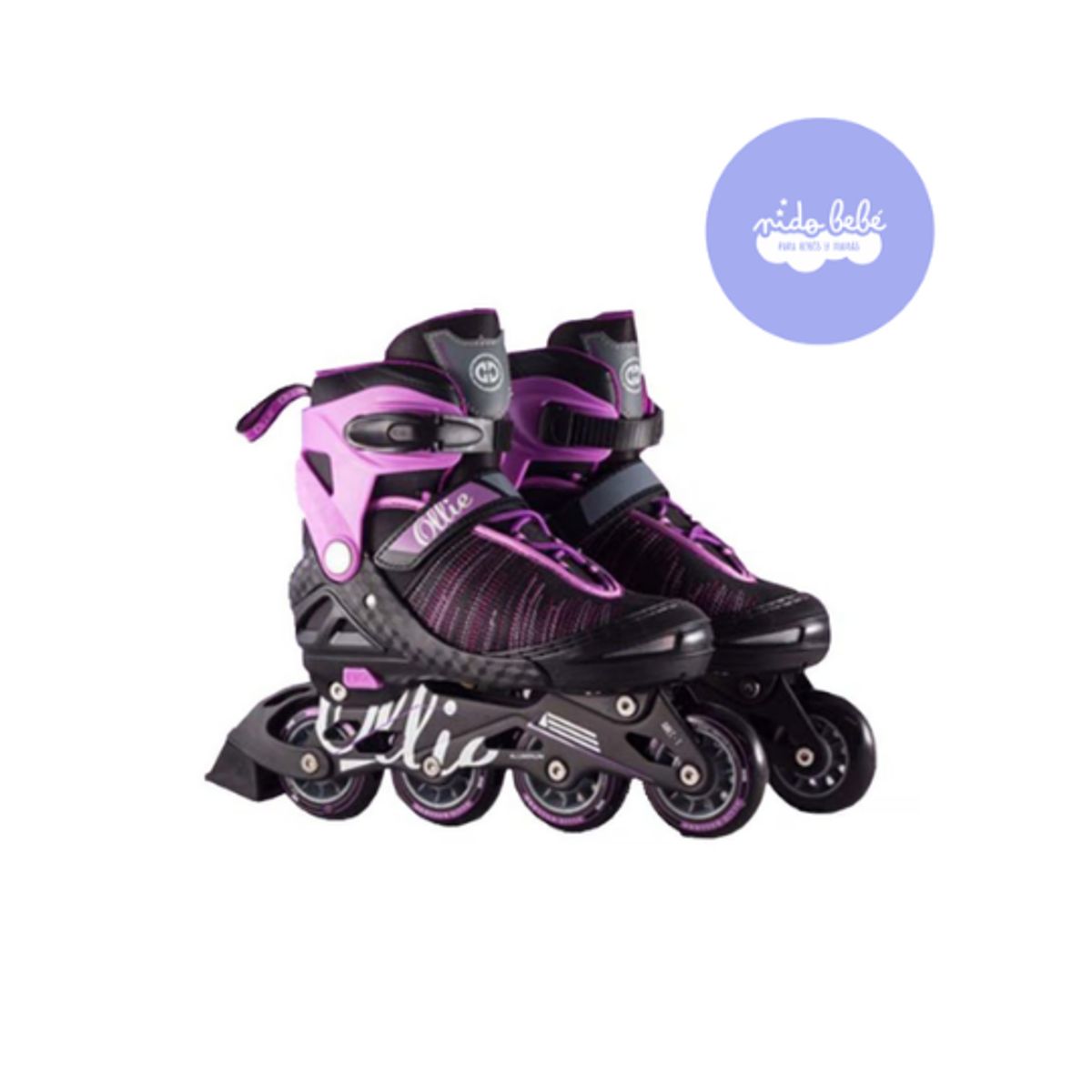 GENERICO - Patines para niña modelo lineal negro y rosa talla 34-37