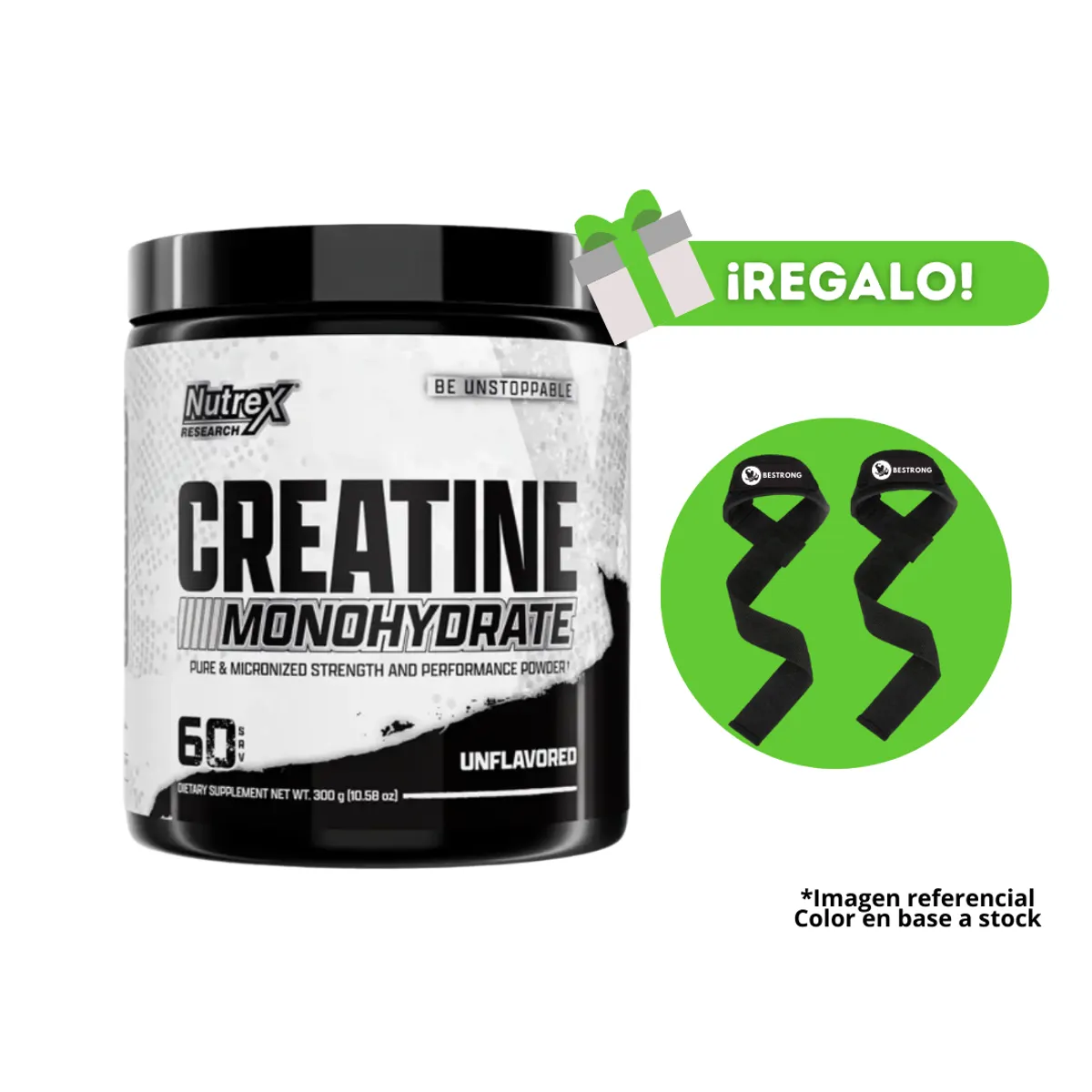 NUTREX RESEARCH - CREATINA NUTREX 300G MONOHIDRATADA + STRAPS