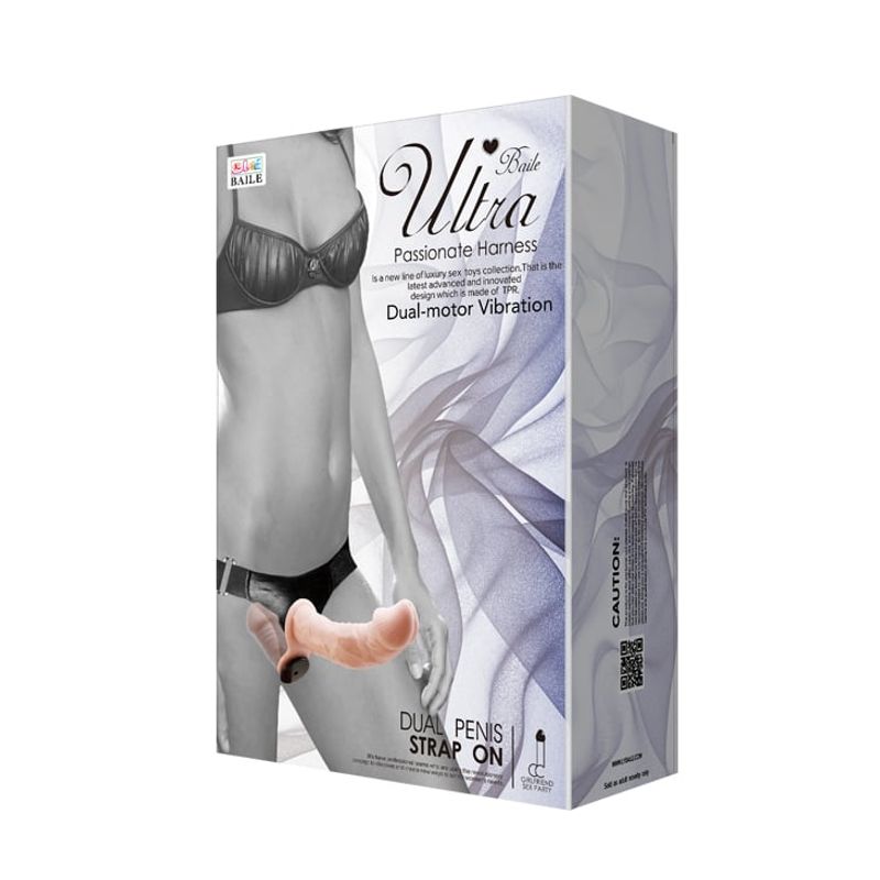 BAILE - Dildo Realista Vibrador Doble con Arnés 17.5 cm x Ø 4.5 cm BDSM Strap
