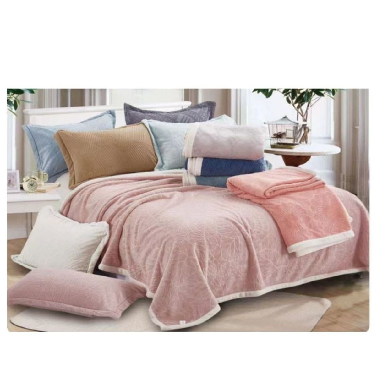 CUTE - CUBRECAMA MINGJIA PIEL DE ÁNGEL CON CARNERO DE 2 PLAZAS 3 PIEZAS