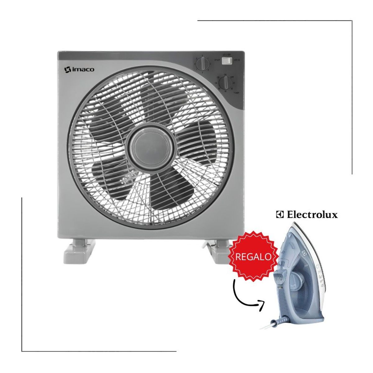 IMACO - Ventilador IVA13 Imaco GRIS + Plancha Electrolux