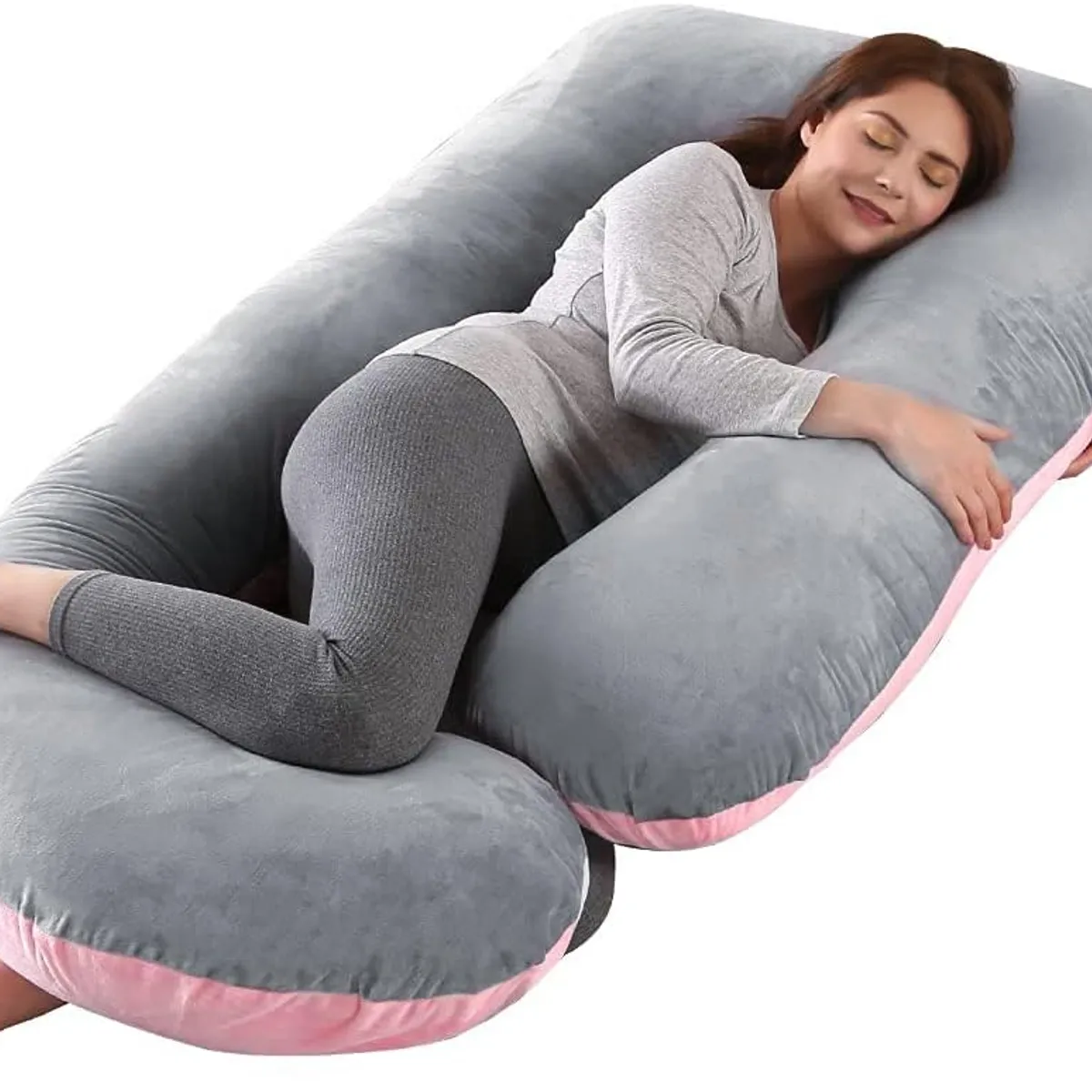 GENERICO - ALMOHADA EMBARAZO PLUS CONFORT rosa con plomo