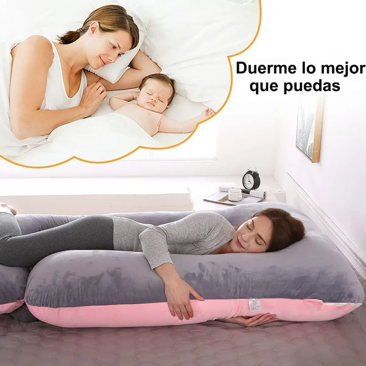 GENERICO - ALMOHADA EMBARAZO PLUS CONFORT rosa con plomo