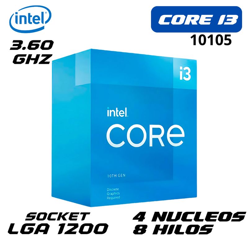 INTEL - PROCESADOR INTEL CORE I3 - 10105 (BX8070110105) 3.7GHZ 6MB LGA 1200