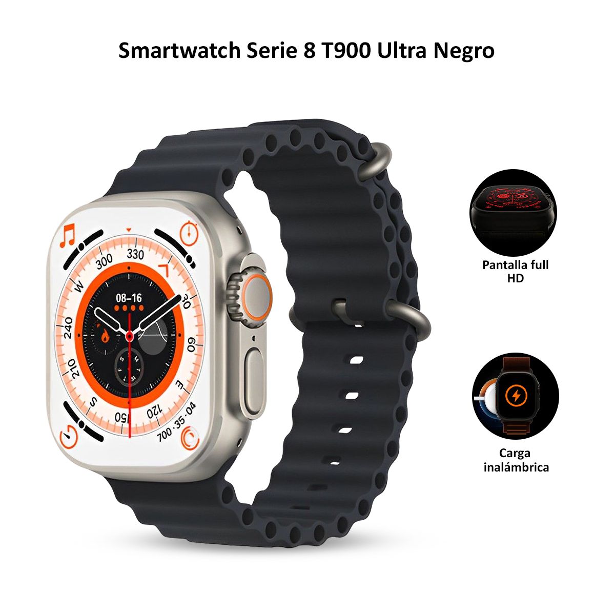 GENERICO - Smartwatch T900 Ultra con Pantalla OLED Negro