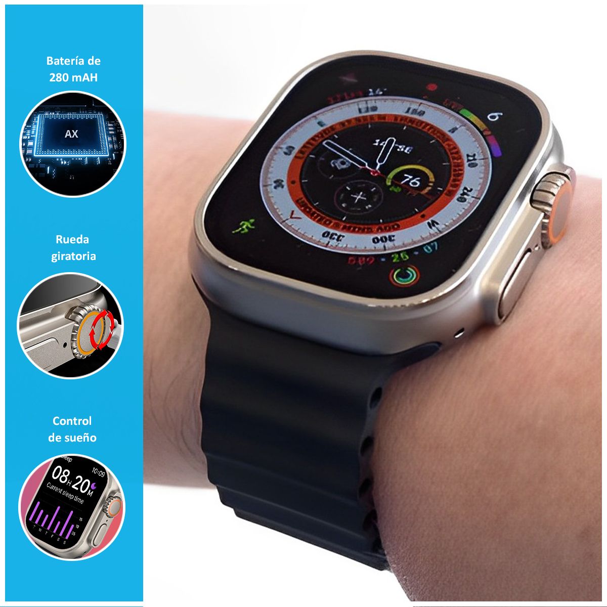 GENERICO - Smartwatch T900 Ultra con Pantalla OLED Negro