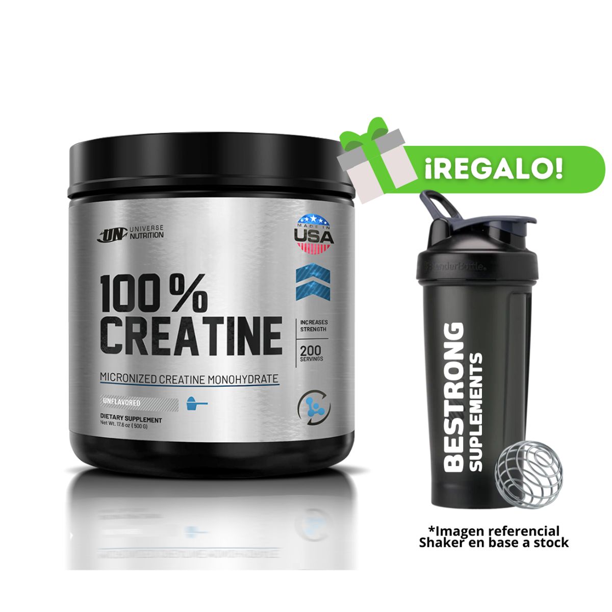 UNIVERSE NUTRITION - CREATINA UNIVERSE NUTRITION MONOHIDRATADA 500G + SHAKER DE REGALO