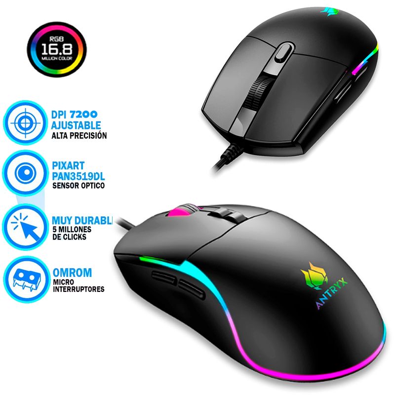 ANTRYX - MOUSE Gaming ANTRYX M640 V2 RGB 7200dpi