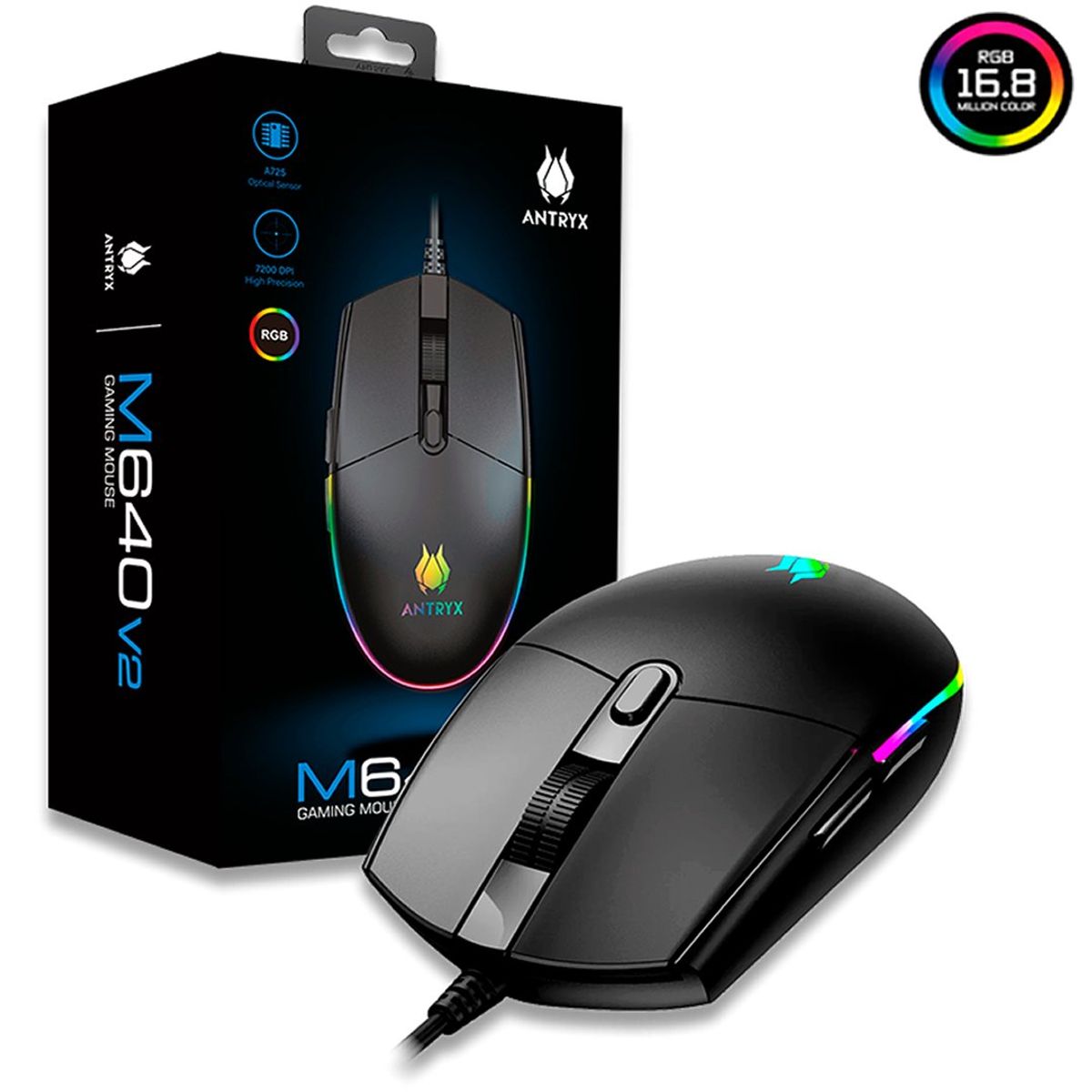 ANTRYX - MOUSE Gaming ANTRYX M640 V2 RGB 7200dpi