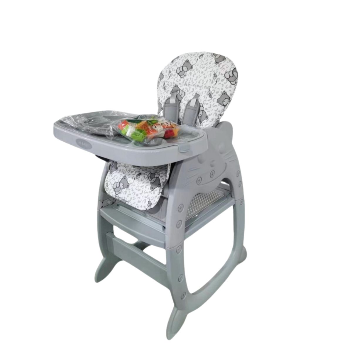 HI BABY - Silla de comer Carpeta Reclinable Gato Gris