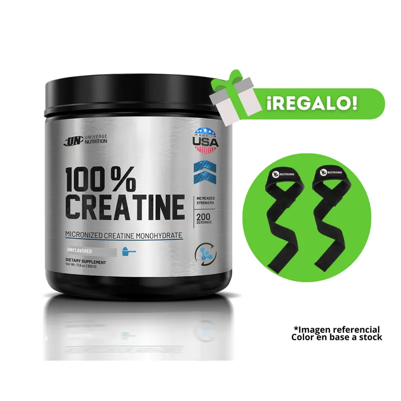 UNIVERSE NUTRITION - CREATINA UNIVERSE NUTRITION MONOHIDRATADA 500G +STRAPS DE REGALO