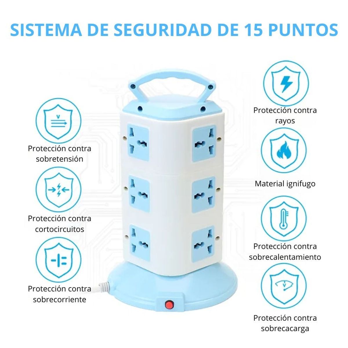 OEM - Enchufe Torre Tomacorriente 2500W 12 Enchufes / 3 Puertos USB AMT-318