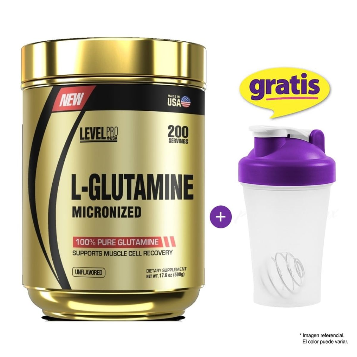 LEVEL PRO - Glutapure Level Pro 500 gramos + Shaker